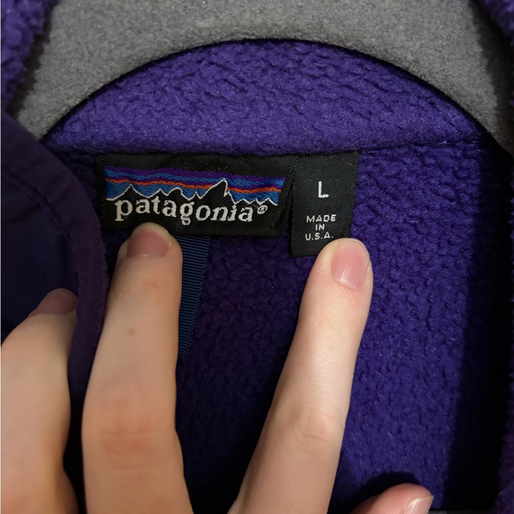 VTG 90s 1991 Patagonia Purple Full Zip USA Made Outdoor Fleece Jacket Mens Large - Picture 4 of 7
